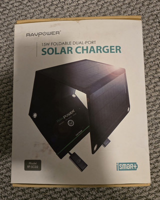  RAVpower 15W SOLAR CHARGER 2 USB PORT FOLDABLE PORTABLE iSmart Technology