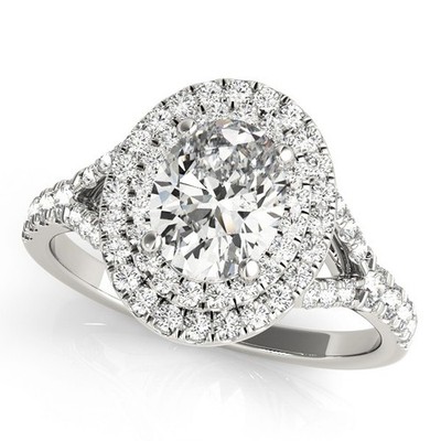 Top Qualität! Halo-Verlobungsring 2 kt DE/VS Lab-gezüchtet Ovalschliff Diamant Platin