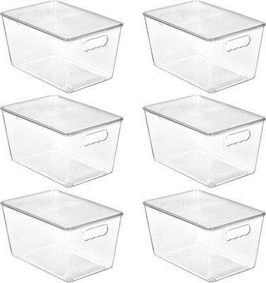 Vtopmart 6 Pack Clear Stackable Storage Bins with Lids, Large Plastic Containers