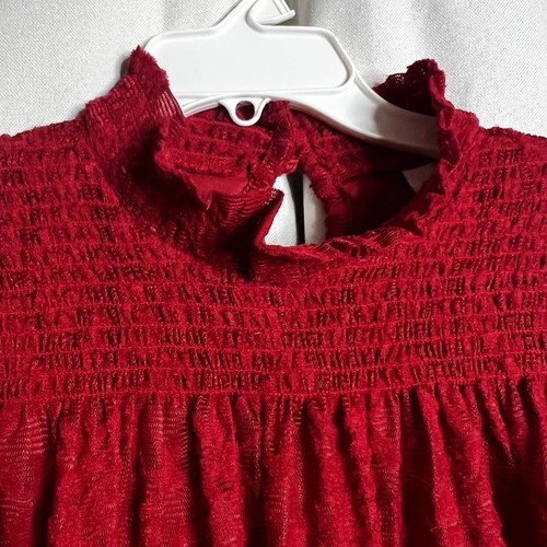 Damen Bluse rot Spitze Größe L Rundhals Langarm JW Style - Bild 2 von 13