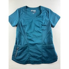Greys Anatomy by Barco Spandex Stretch Teal V-Neck Scrub Top Women's M