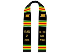 Black Girl Magic Kente Graduation Stole Sash Class 2025, Party Decor, 1 PCS