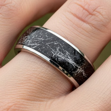 Men s 8mm Tungsten Wedding Band with Black Carbon Fiber Metallic Accent Inlay