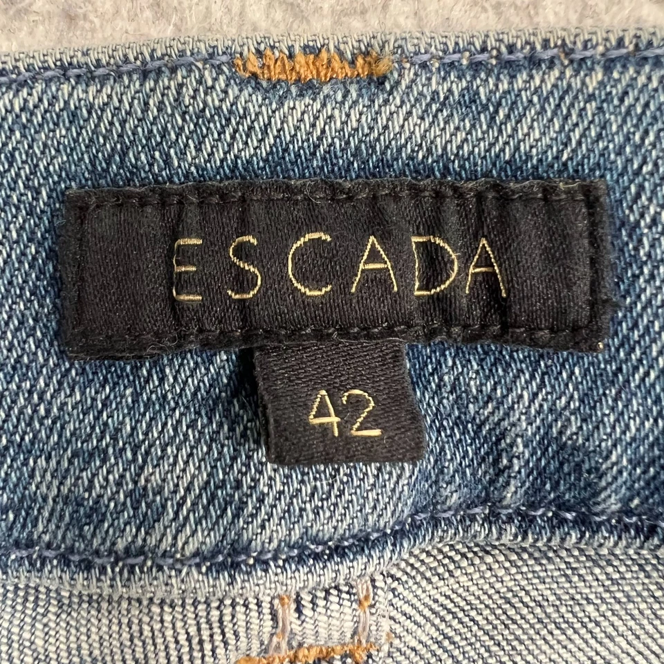 Escada Jeans Womens 42 34x28 Straight Leg Sequin Embellished Bohemian Denim Blue - Image 2 of 4