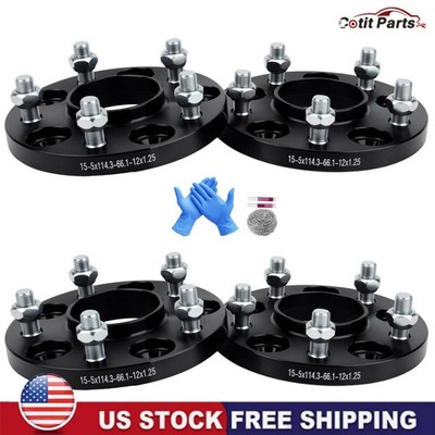 4PCS 15mm 5x114.3mm Hub Centric Wheel Spacers For NISSAN M12x1.25 Studs,66.1mm
