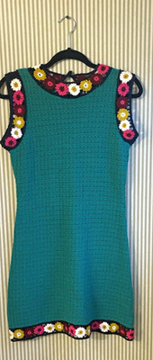 See and Be Seen Noreen Crochet Floral Green Knit Mini Dress Size M Boho