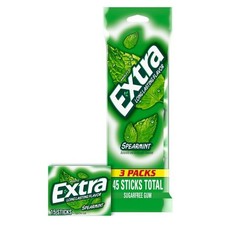 EXTRA Spearmint Sugar Free Chewing Gum 15 Sticks, 3 Pack