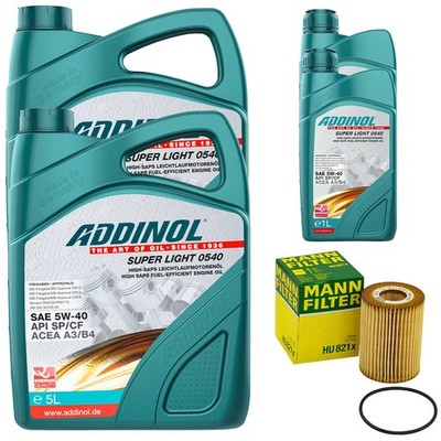 Motoröl Set ADDINOL 5W-40 Super Light 12 Liter + Ölfilter für Mercedes Sprinter