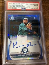 MICHAEL ARROYO 2023 Bowman #CPA-MA Mariners Sapphire Refractor Auto PSA 9