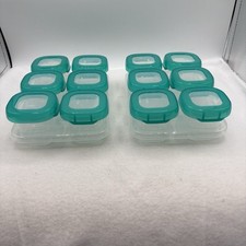 Lot of 2 6-count each OXO tot baby blocks freezer storage containers 2 oz teal