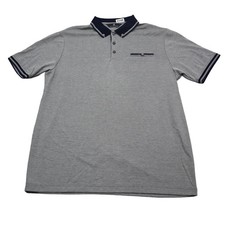 Hart Schaffner Marx Shirt Mens Large Gray Blue Polo Casual Dress Modal