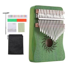 Daumenklavier mit 17 Tasten, tragbares Mini-Fingerklavier Sonnenmuster in Gr&uuml;n