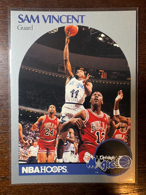 1990-91 NBA Hoops Sam Vincent Card #223 Michael Jordan Wearing Jersey #12