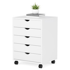 5 Drawer Mobile File Cabinet Under Desk Storage Organization with Wheels Vert...