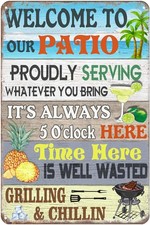 Super durable Vintage Tin Metal Signs Home D cor 8x12 Welcome to Our Patio for