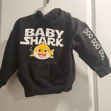 Kid's sz 4T Baby Shark Black Pullover Hoodie Toddler Doo Doo Doo Spring Fall