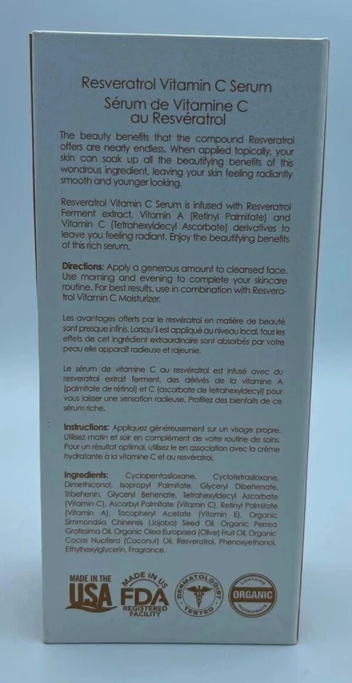 VINE VERA RESVERATOL VITAMIN C SERUM 30ML/1OZ BRAND NEW - Image 3 of 4