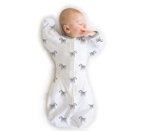 Baby Transitional Swaddle Sack, Half-Length Sleeves Mitten Cuffs Zebra