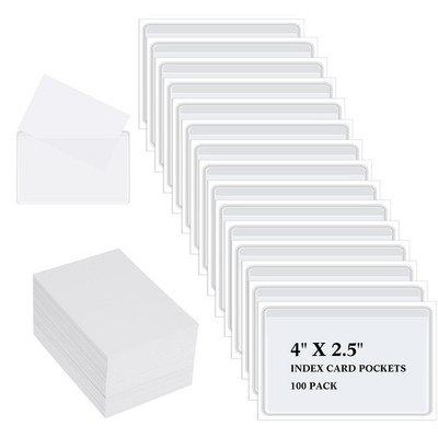 Outus 100 Pieces Self Adhesive Index Card Pockets with Blank small, White 