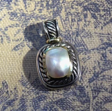David Yurman Albion Mabe Pearl 14K, Sterling Silver Pendant Enhancer Hinged Bail
