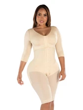 Fajas MYD Post Op Knee-Length Shapewear with Sleeves & Built-in Bra Stage 2