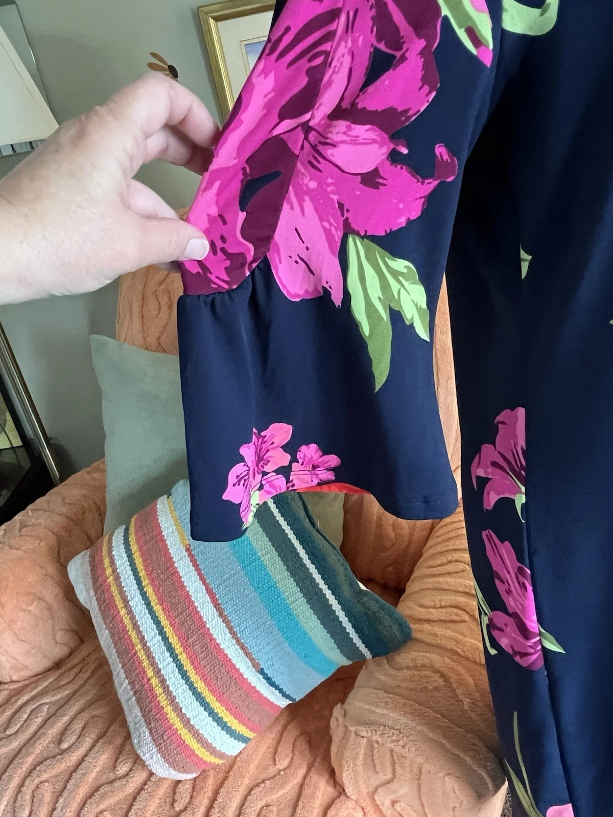 VETEMENTS Abito donna Alexandra + rovere tubino taglia media manica a campana 3 4 blu floreale