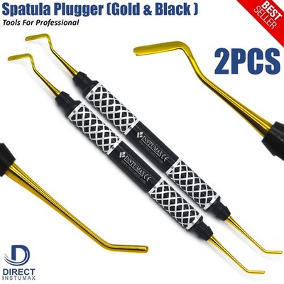 Dental Composite Filling Instruments Spatula & Plugger Fancey Handle Gold Tips
