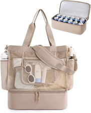 Beach Bag for Women, Mesh Tote Bags with Zipper, Sandproof Vacation Essentials w
