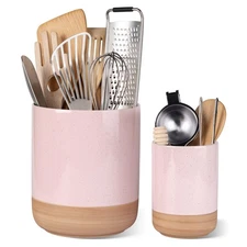 Ceramic Utensil Holder 7.25"+5.4" Cooking Utensil Crock for Countertop Kitche...
