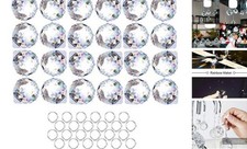 24pcs Clear Crystal Ball Prism Suncatcher Rainbow Pendants Maker, Hanging