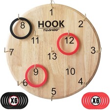 Hanging Ring Toss Game for Adults Indoor Outdoor Family Fun, Wooden Board Wal...
