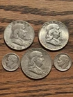 Silver Franklin Halves & Silver Roosevelt Dimes Lot of 5