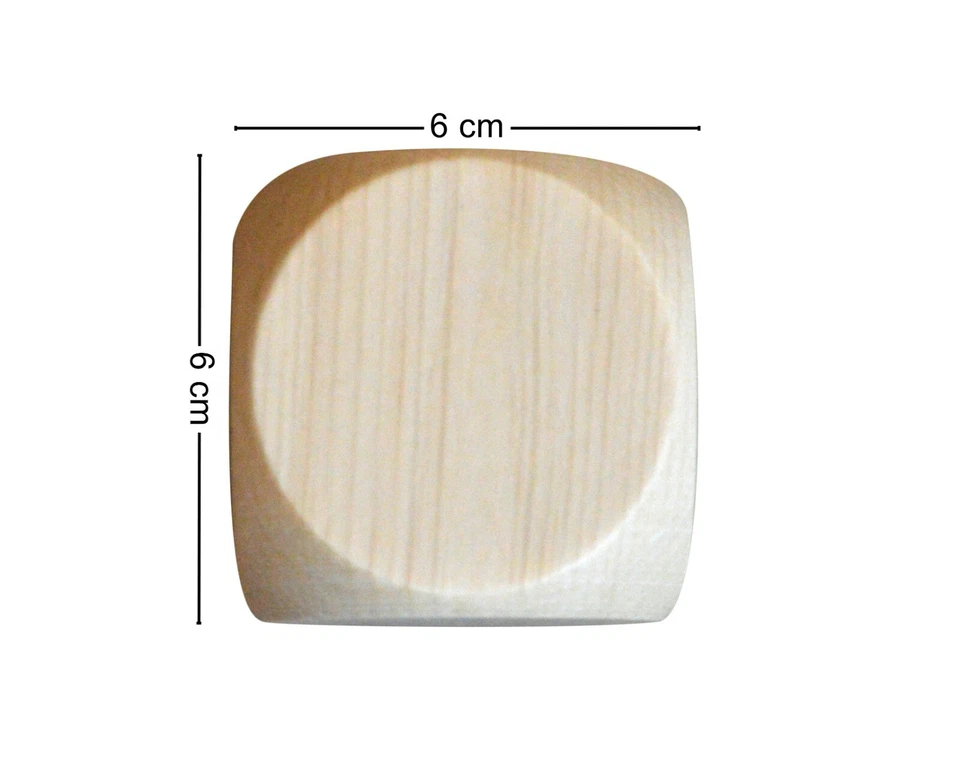 10x Wooden Plain Dice Dices Cube Cubes Blank Plain Unpainted Wood Six Sided 60mm - Image 4 of 4