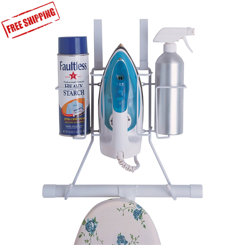 Ironing Board Hanger with Storage Wall-Mount Over-The-Door 1 Pack White ✅✅✅