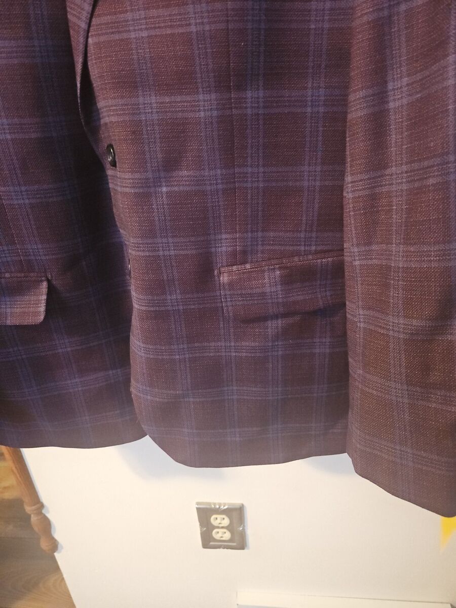 NWOT Daniel Hechter Blue Purple Plaid Wool Stretch Blazer NWOT Daniel Hechter Blue Purple Plaid Wool Stretch Blazer