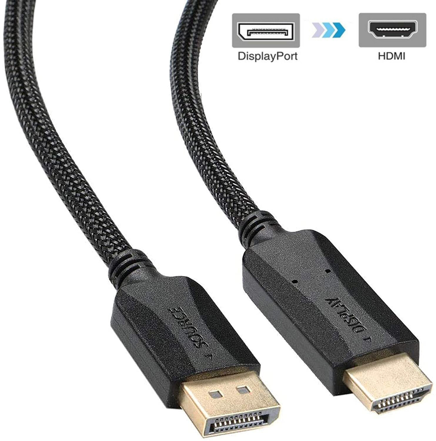 Geleidbaarheid driehoek Verloren hart DisplayPort to HDMI 6ft Cable Display Port DP to HDMI Adapter Nylon Braided  | eBay