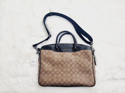 Coach Beckett Compact Slim Brief Laptop Bag In Signature Canvas