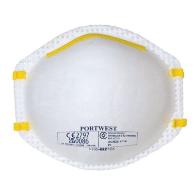 Portwest P100 FFP1 Einwegmasken Atemschutz Staub Pollen verstellbar - 20er Pack