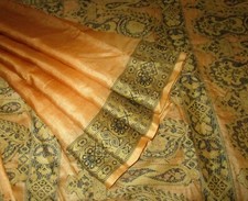 BVH WEARABLE PURE SILK Vintage Sari Saree 5yds 21Sep3613 X03 E624 Brown ABCKB