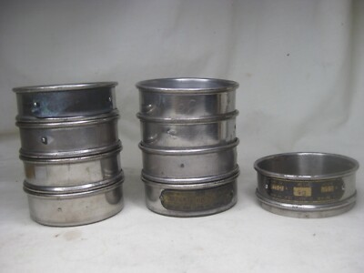 9 vintage 3'' diameter Newark Wire Cloth Co. sieves sieve lot 40 60 80 mesh B