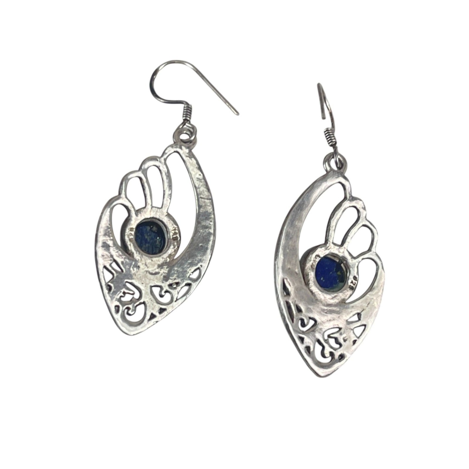 Sterling Silver Lapis Gemstone Dangle Earrings Wi… - image 8