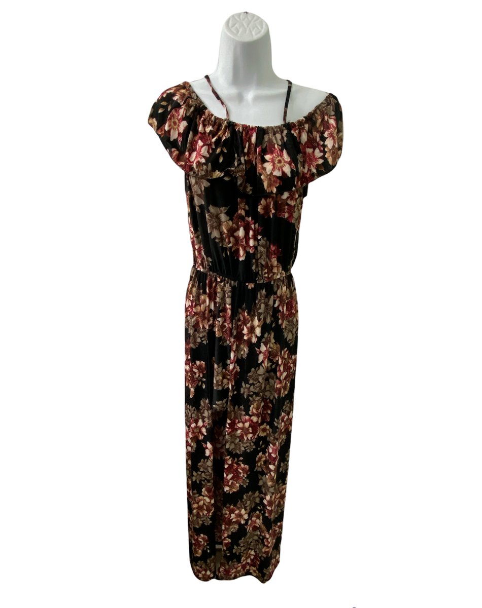 split maxi dress with shorts Silk Polyester Maxi Dress Floral Split Side Built In Shorts Woman's XXL  Knit