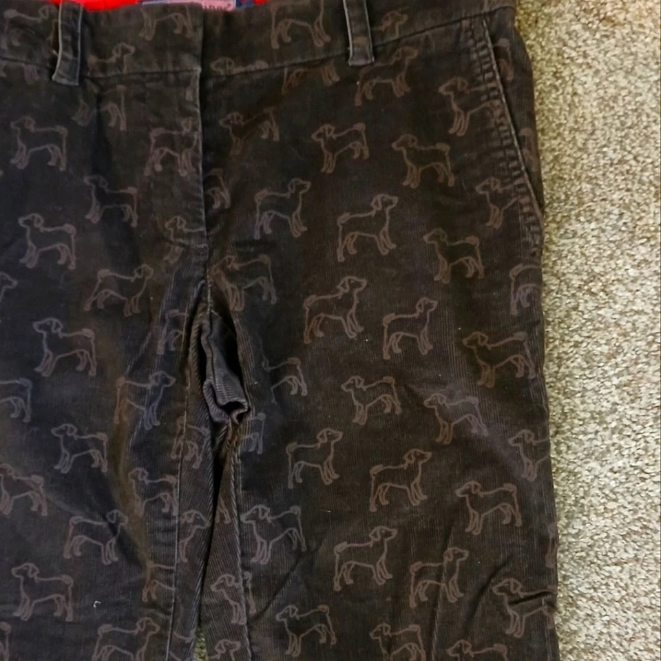 Женские вельветовые брюки Vineyard Vines со средней посадкой с принтом для собак широкие штанины размер 0 - Изображение 3 из 4