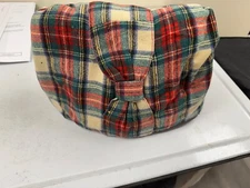 Hand Made Vintage Tea Cozy Era 1940's Red/Cream wool plaid