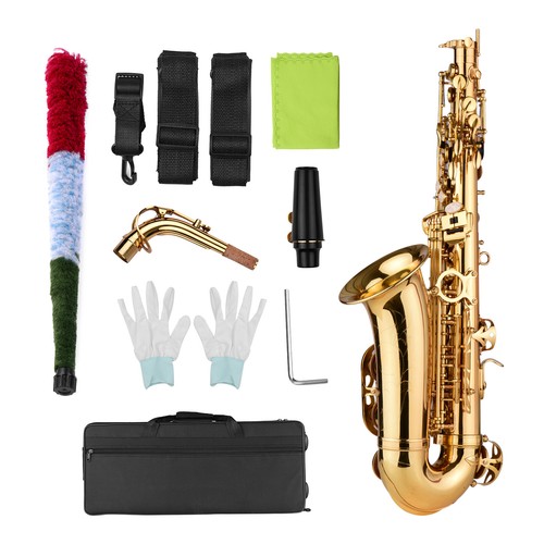 Eb Alto Saxophone Brass Gold Lacquer Alto Sax Woodwind Instrument Full Set M5J3 - Picture 8 of 9