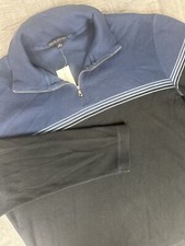 NWT Banana Republic 1/4 Zip Sweater Men XL Navy Black Colorblock Academia Preppy