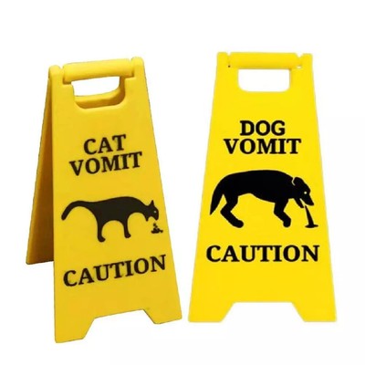 Pet Supplies Cat / Dog Vomit Yellow Warning Caution Sign 