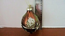 Holiday Time Hand Blown 5" Brown w/ PINECONES GLASS CHRISTMAS ORNAMENT NWT