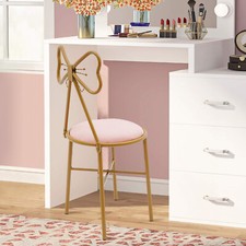 New Modern Simple Metal Dressing Table Makeup Chair With Stool Velvet Chair Pink