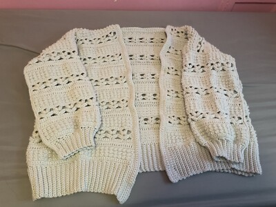 Handmade Crochet Baggy Cardigan Color Elephant Grey, Approximately Size Large-1X